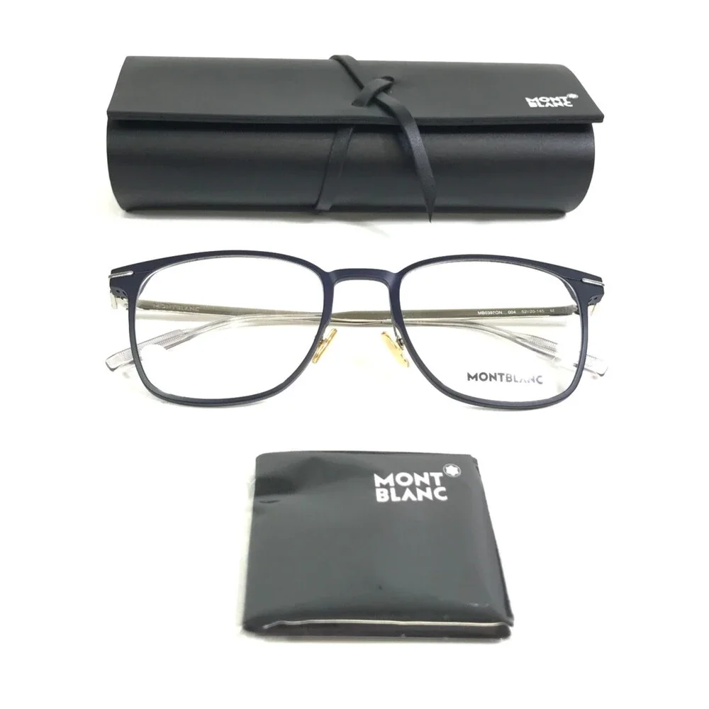 Montblanc Eyeglasses Frames MB0397ON 004 Blue Silver Square Full Rim 52-20-145